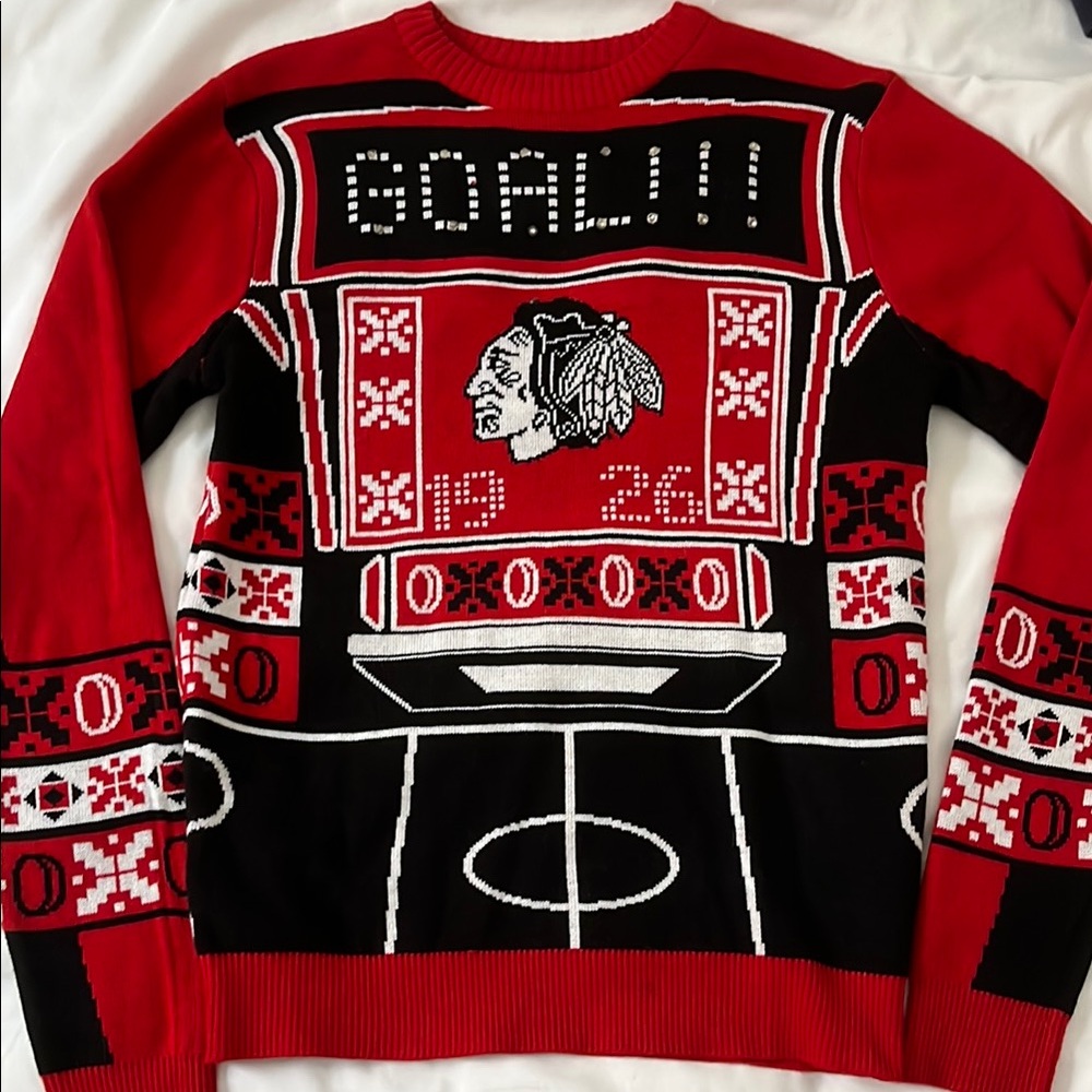 Chicago Blackhawks Light Up Christmas Sweater